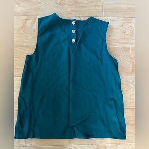 J.Crew Tank Top Women's Size S Jade Green Jeweled Button-Back Ponte Sleeveless